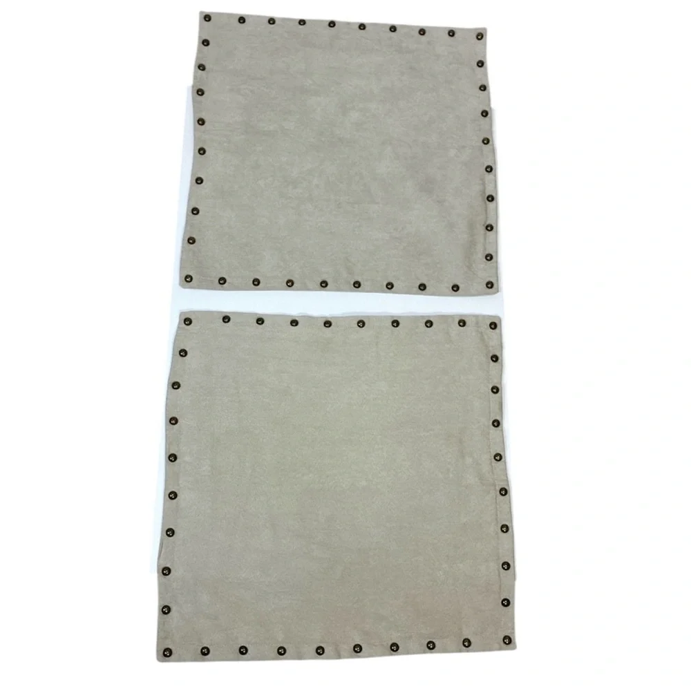 Hobby Lobby Faux Suede Accent Pillow Cover Studded Edge Detail Neutral Tan Khaki